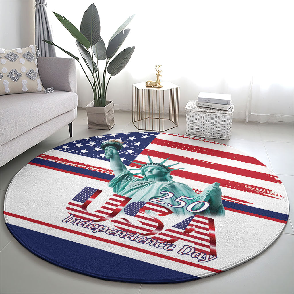 4th Of July United States Round Carpet USA 250 Years Anniversary Statue Of Liberty