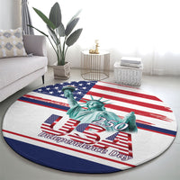 4th Of July United States Round Carpet USA 250 Years Anniversary Statue Of Liberty