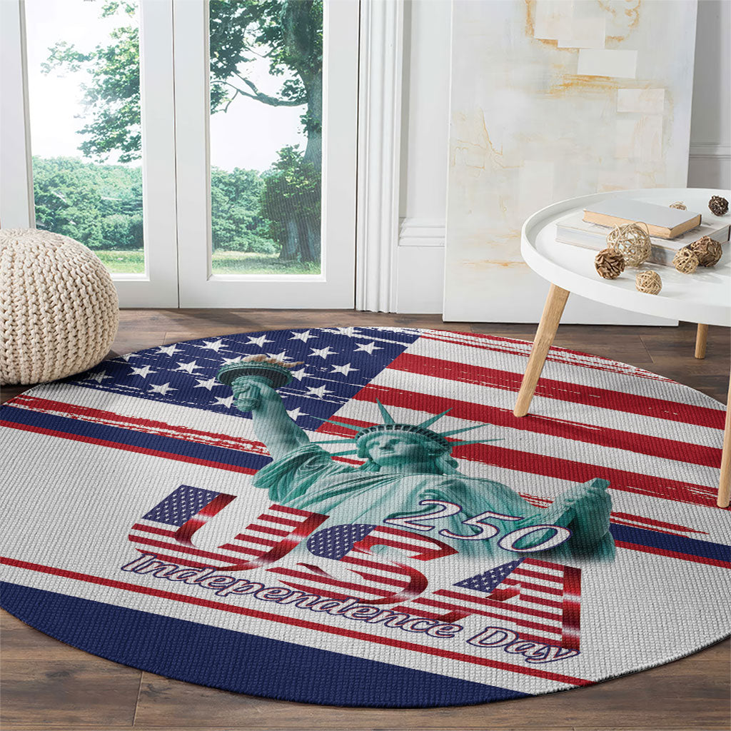 4th Of July United States Round Carpet USA 250 Years Anniversary Statue Of Liberty