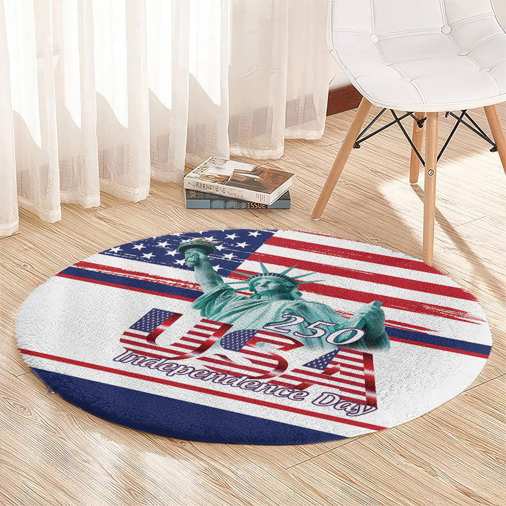 4th Of July United States Round Carpet USA 250 Years Anniversary Statue Of Liberty