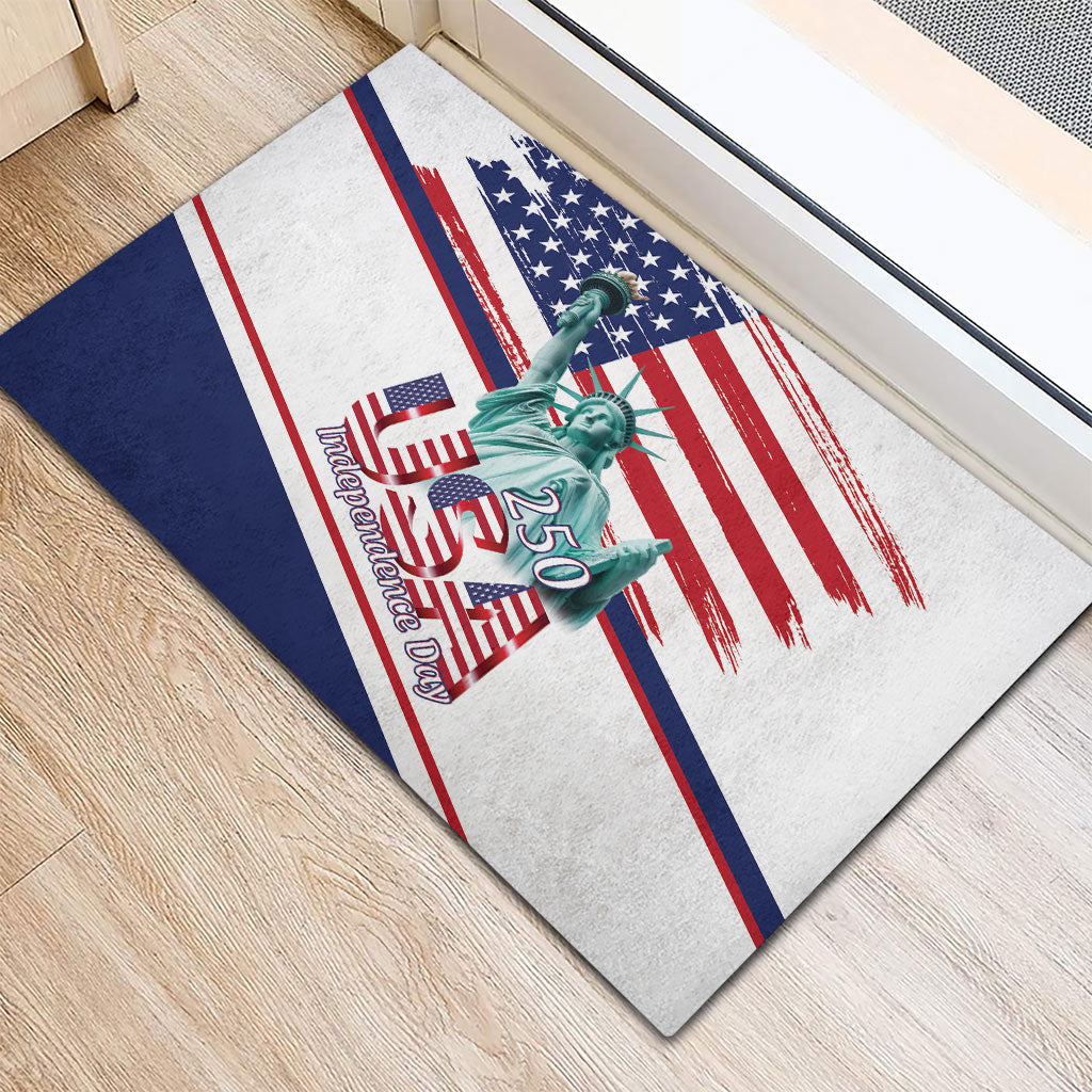 4th Of July United States Rubber Doormat USA 250 Years Anniversary Statue Of Liberty