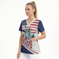 4th Of July United States Scrub Top USA 250 Years Anniversary Statue Of Liberty