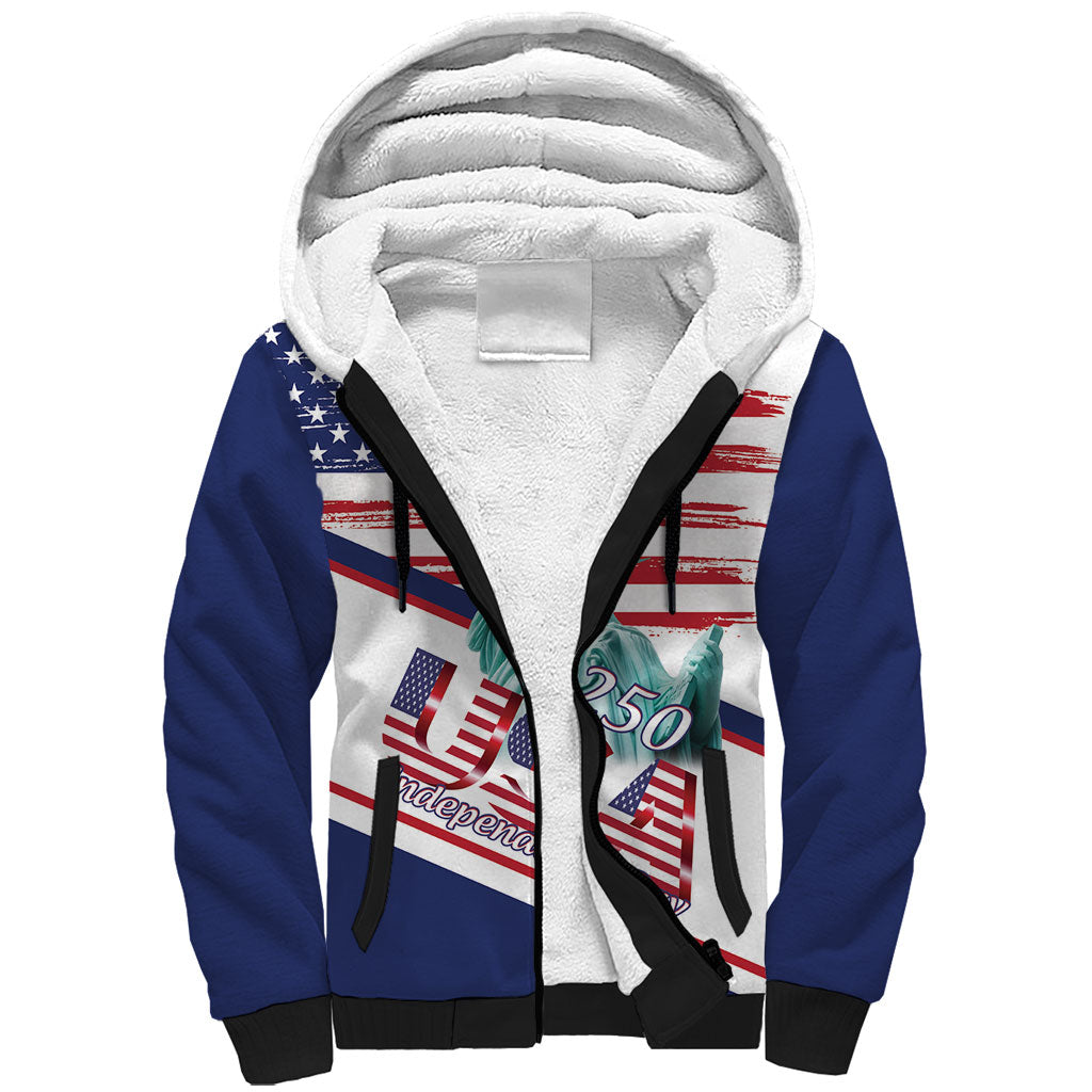 4th Of July United States Sherpa Hoodie USA 250 Years Anniversary Statue Of Liberty