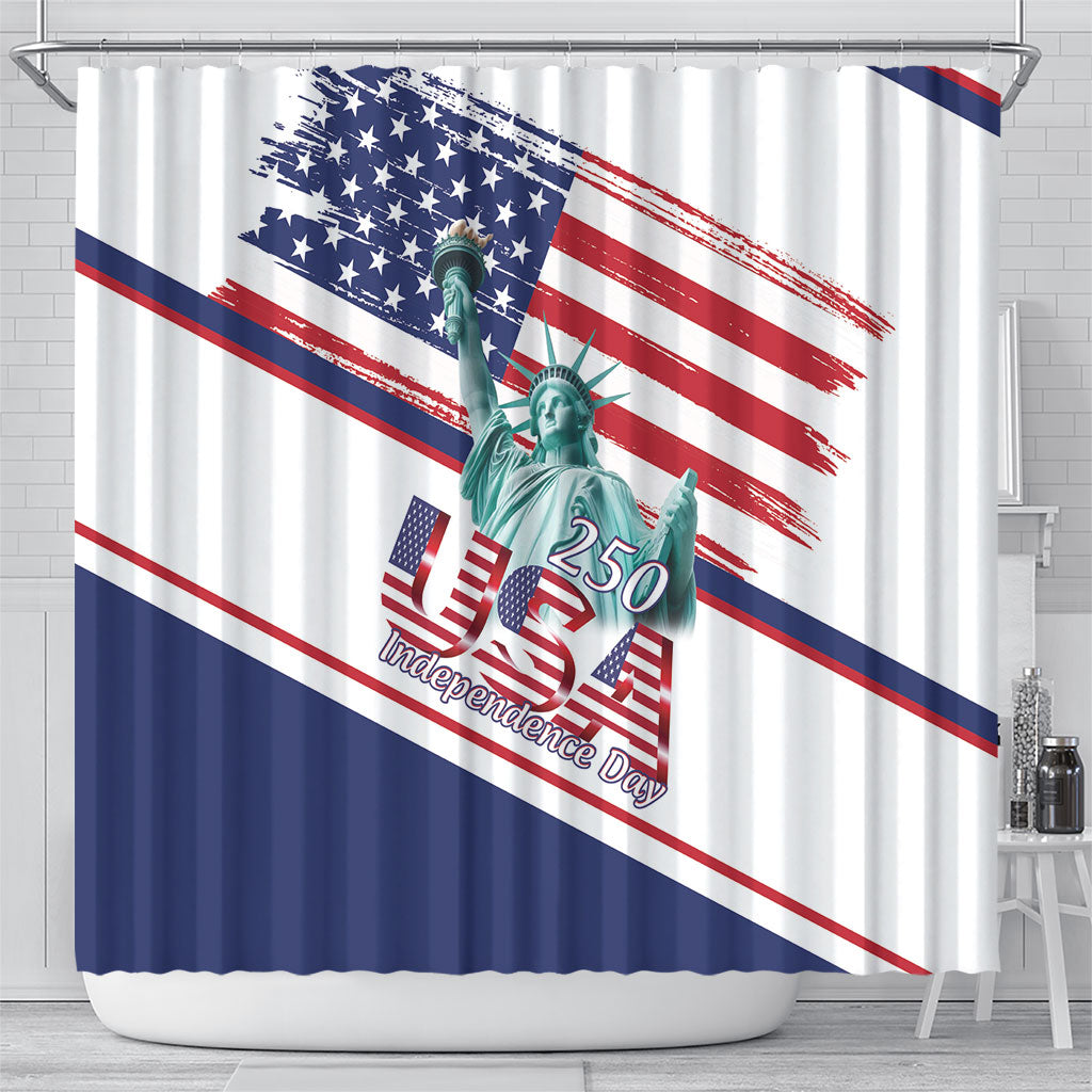 4th Of July United States Shower Curtain USA 250 Years Anniversary Statue Of Liberty