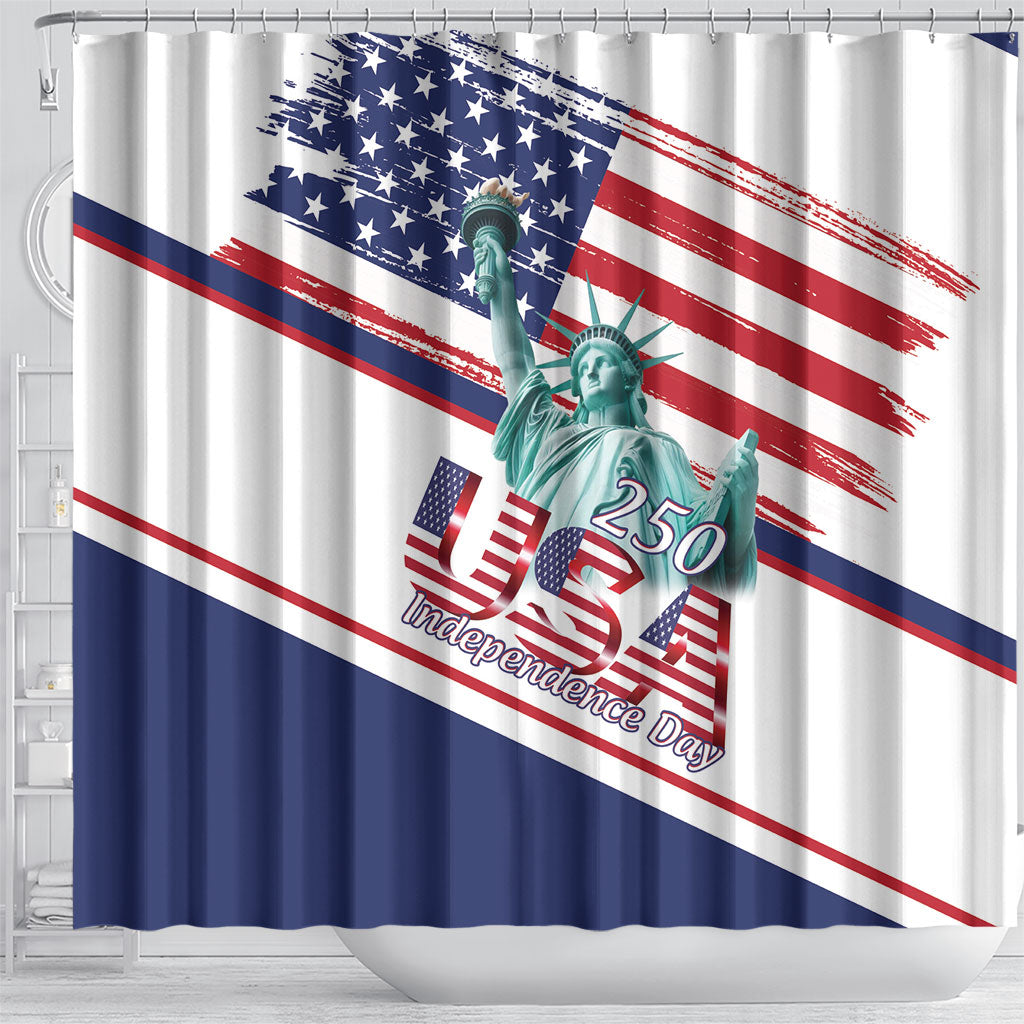 4th Of July United States Shower Curtain USA 250 Years Anniversary Statue Of Liberty