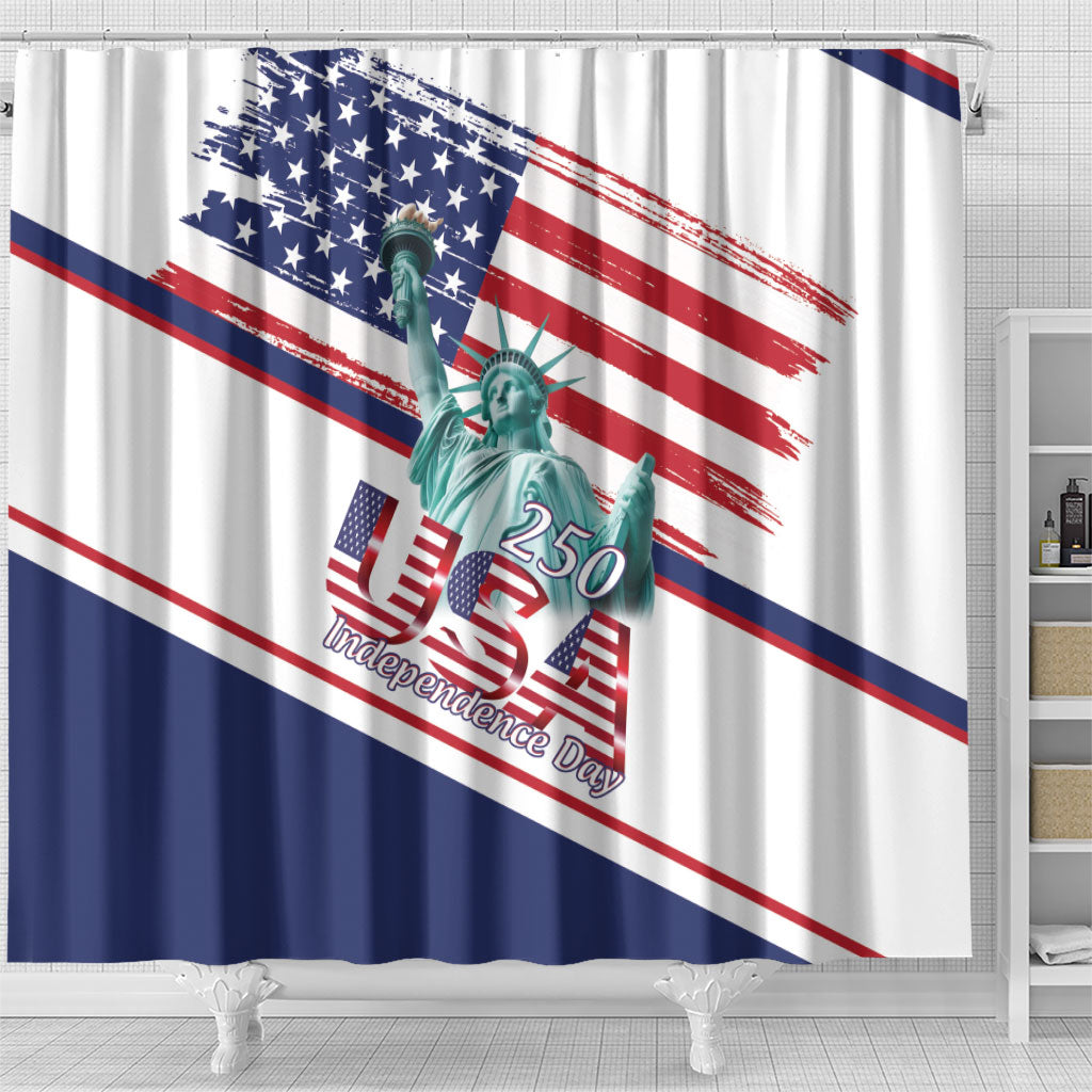 4th Of July United States Shower Curtain USA 250 Years Anniversary Statue Of Liberty