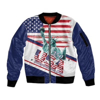 4th Of July United States Sleeve Zip Bomber Jacket USA 250 Years Anniversary Statue Of Liberty