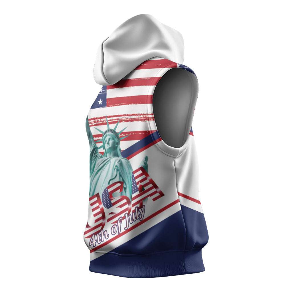 4th Of July United States Sleeveless Hoodie USA 250 Years Anniversary Statue Of Liberty