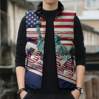 4th Of July United States Sleeveless Puffer Jacket USA 250 Years Anniversary Statue Of Liberty