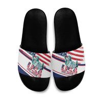 4th Of July United States Slide Sandals USA 250 Years Anniversary Statue Of Liberty