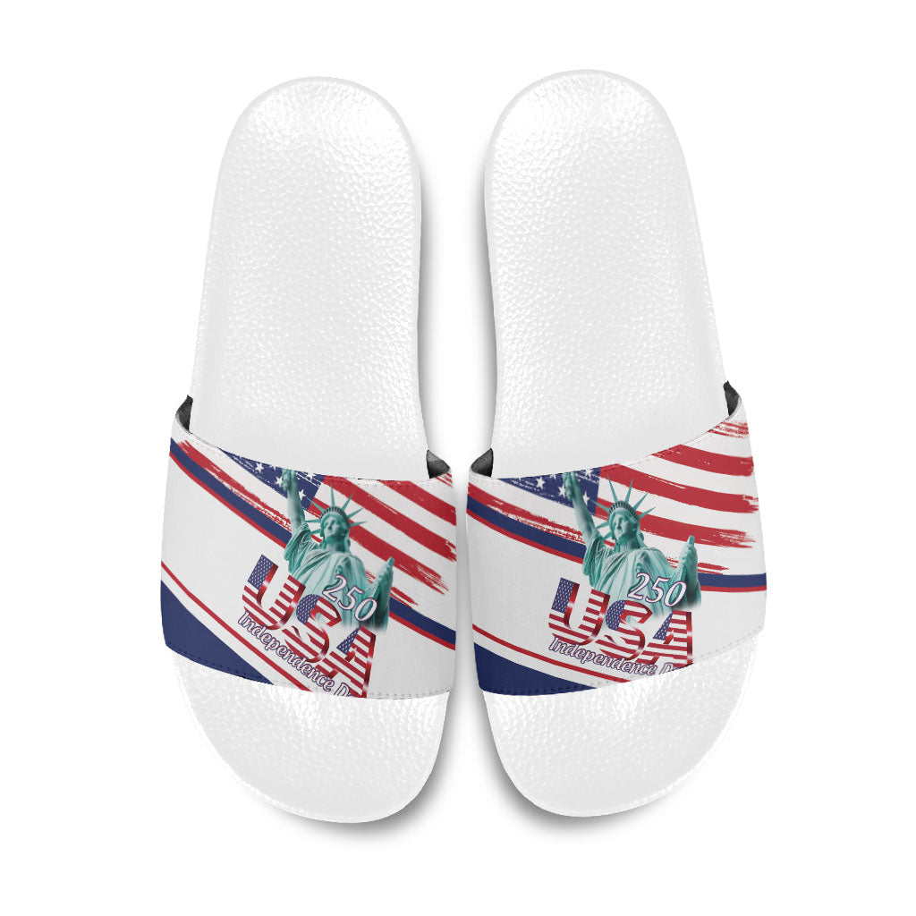 4th Of July United States Slide Sandals USA 250 Years Anniversary Statue Of Liberty