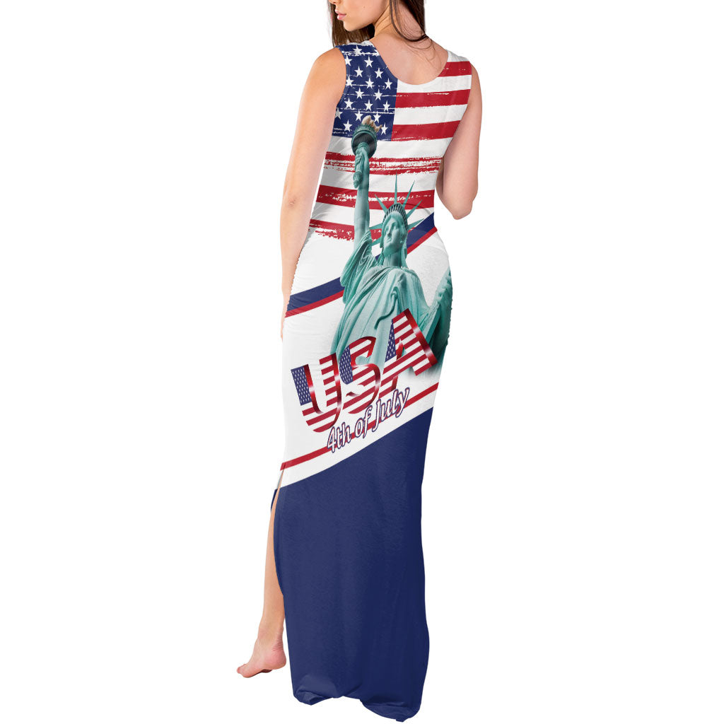 4th Of July United States Tank Maxi Dress USA 250 Years Anniversary Statue Of Liberty