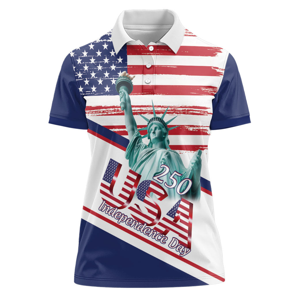 4th Of July United States Women Polo Shirt USA 250 Years Anniversary Statue Of Liberty