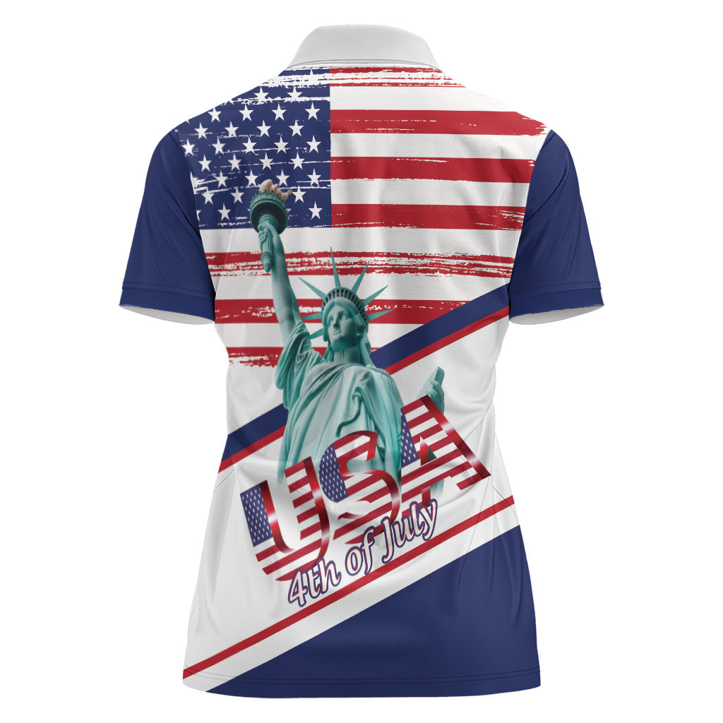 4th Of July United States Women Polo Shirt USA 250 Years Anniversary Statue Of Liberty