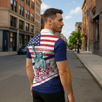 4th Of July United States Zipper Polo Shirt USA 250 Years Anniversary Statue Of Liberty