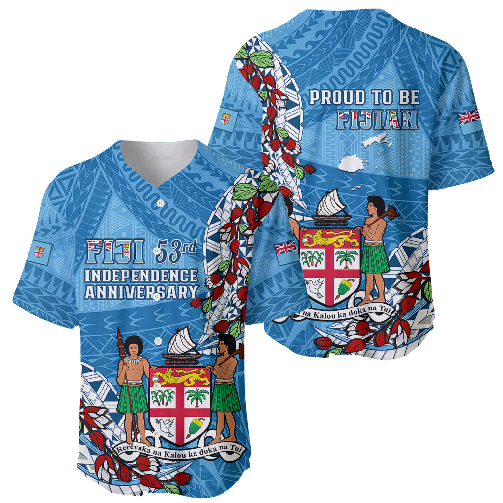 Fiji Day Baseball Jersey Fijian Tagimaucia Flower Polynesian Mix Tapa Pattern - Wonder Print Shop