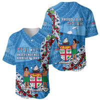 Fiji Day Baseball Jersey Fijian Tagimaucia Flower Polynesian Mix Tapa Pattern - Wonder Print Shop