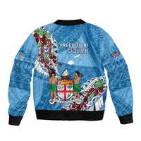 Fiji Day Bomber Jacket Fijian Tagimaucia Flower Polynesian Mix Tapa Pattern - Wonder Print Shop