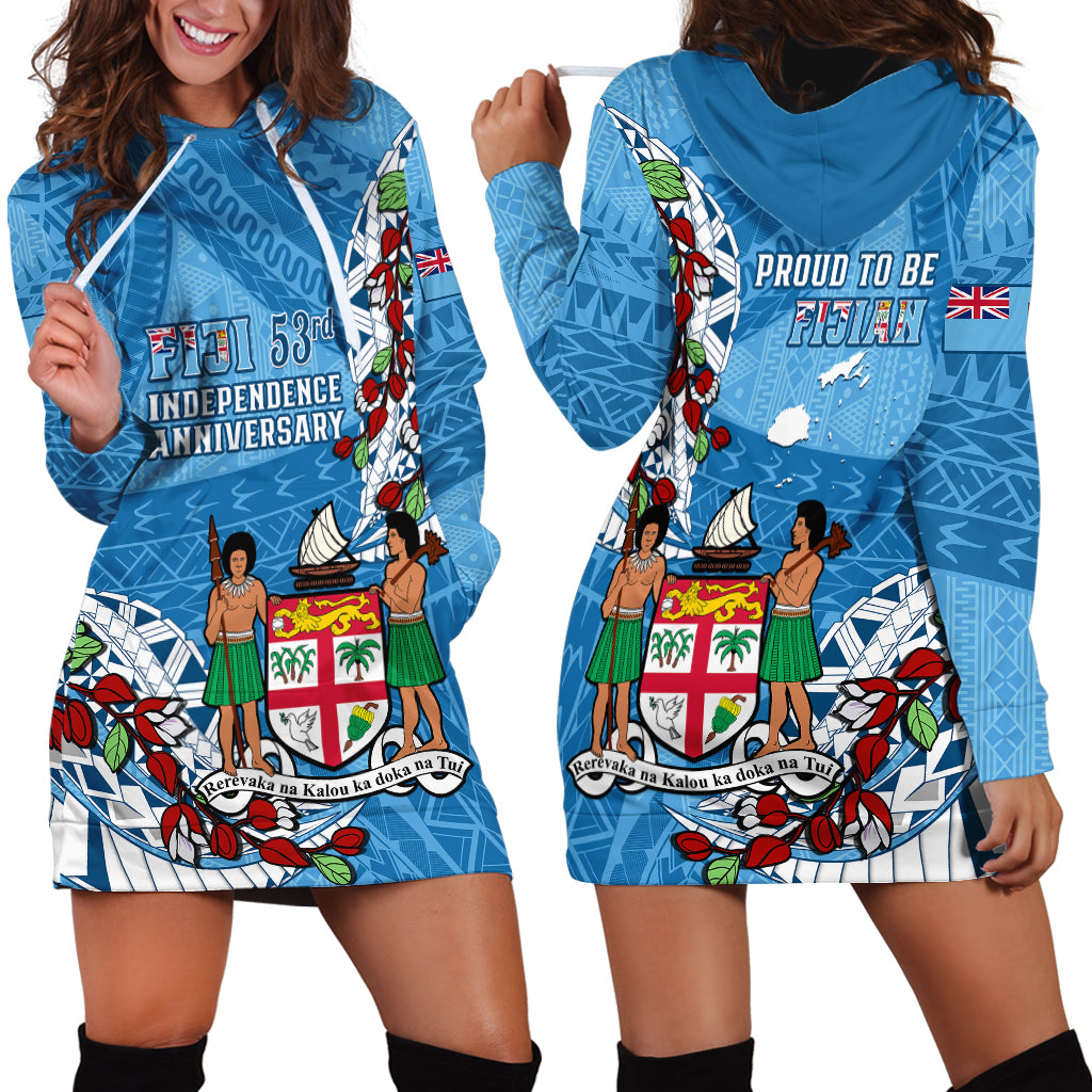 Fiji Day Hoodie Dress Fijian Tagimaucia Flower Polynesian Mix Tapa Pattern - Wonder Print Shop