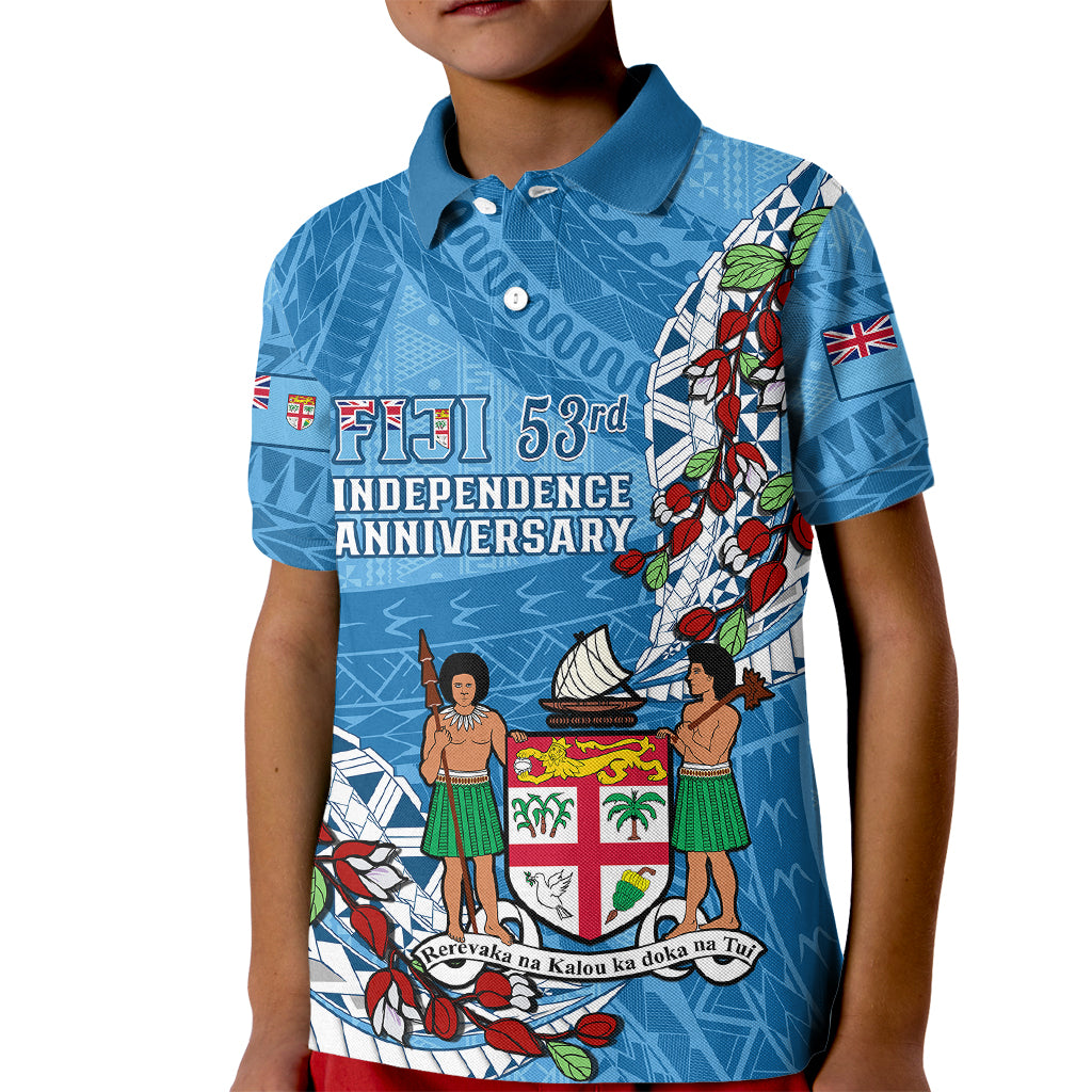 Fiji Day Kid Polo Shirt Fijian Tagimaucia Flower Polynesian Mix Tapa Pattern - Wonder Print Shop