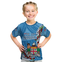 Fiji Day Kid T Shirt Fijian Tagimaucia Flower Polynesian Mix Tapa Pattern - Wonder Print Shop