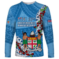 Fiji Day Long Sleeve Shirt Fijian Tagimaucia Flower Polynesian Mix Tapa Pattern - Wonder Print Shop