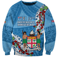 Fiji Day Sweatshirt Fijian Tagimaucia Flower Polynesian Mix Tapa Pattern - Wonder Print Shop