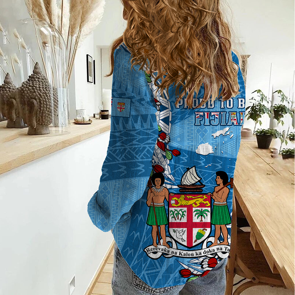 Fiji Day Women Casual Shirt Fijian Tagimaucia Flower Polynesian Mix Tapa Pattern - Wonder Print Shop