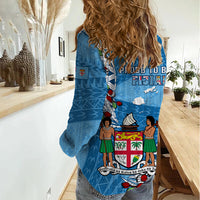 Fiji Day Women Casual Shirt Fijian Tagimaucia Flower Polynesian Mix Tapa Pattern - Wonder Print Shop