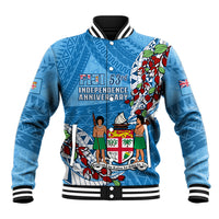 Personalised Fiji Day Baseball Jacket Fijian Tagimaucia Flower Polynesian Mix Tapa Pattern - Wonder Print Shop