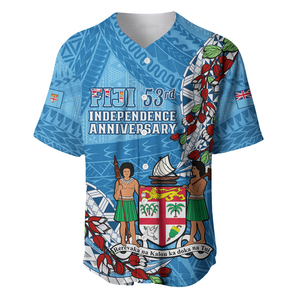 Personalised Fiji Day Baseball Jersey Fijian Tagimaucia Flower Polynesian Mix Tapa Pattern - Wonder Print Shop