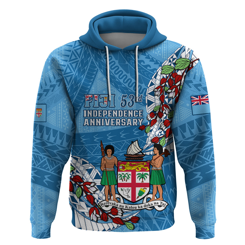 Personalised Fiji Day Hoodie Fijian Tagimaucia Flower Polynesian Mix Tapa Pattern - Wonder Print Shop