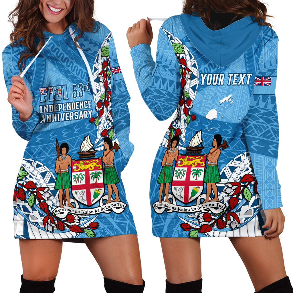 Personalised Fiji Day Hoodie Dress Fijian Tagimaucia Flower Polynesian Mix Tapa Pattern - Wonder Print Shop