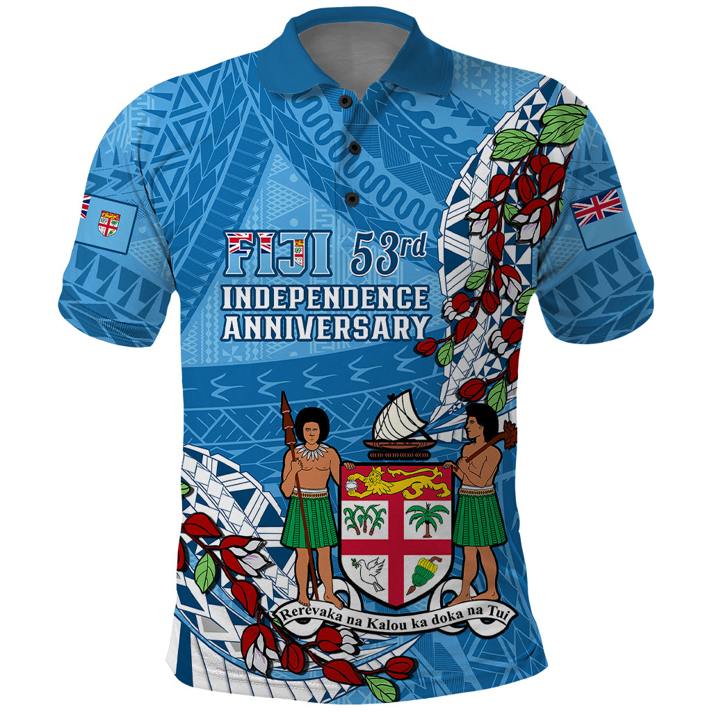 Personalised Fiji Day Polo Shirt Fijian Tagimaucia Flower Polynesian Mix Tapa Pattern - Wonder Print Shop