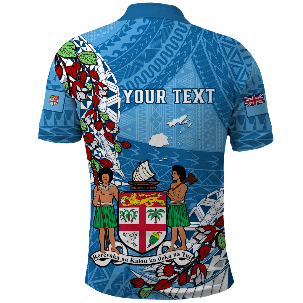 Personalised Fiji Day Polo Shirt Fijian Tagimaucia Flower Polynesian Mix Tapa Pattern - Wonder Print Shop