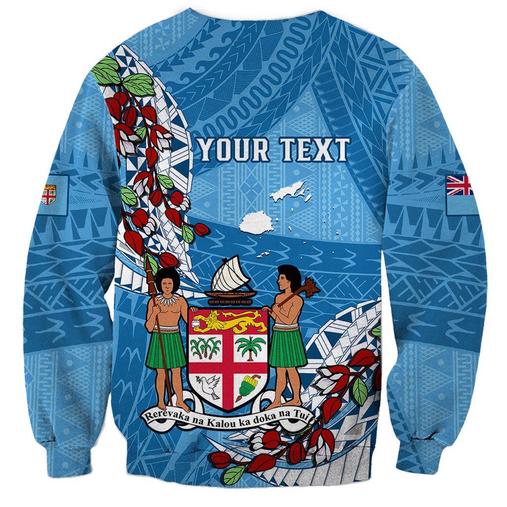 Personalised Fiji Day Sweatshirt Fijian Tagimaucia Flower Polynesian Mix Tapa Pattern - Wonder Print Shop