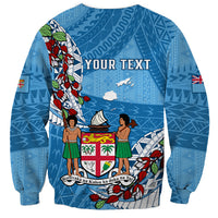 Personalised Fiji Day Sweatshirt Fijian Tagimaucia Flower Polynesian Mix Tapa Pattern - Wonder Print Shop