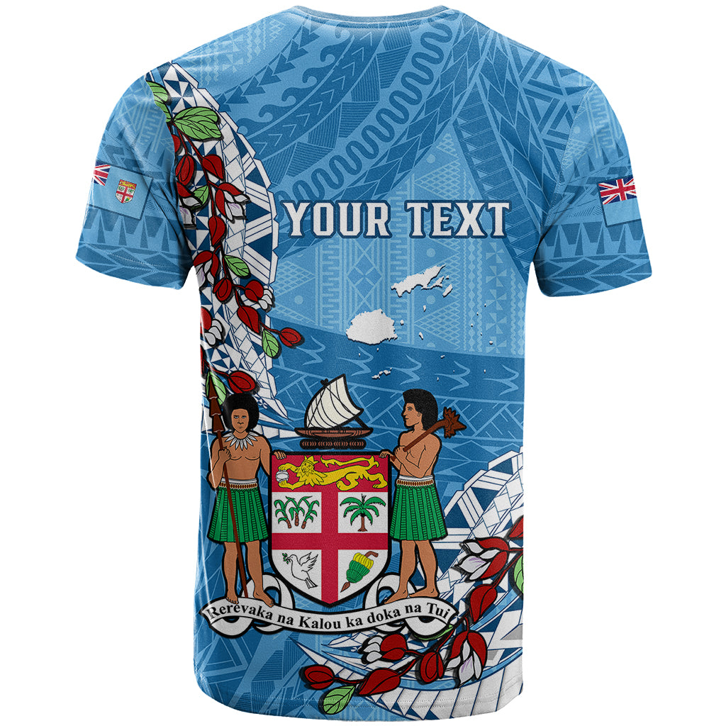 Personalised Fiji Day T Shirt Fijian Tagimaucia Flower Polynesian Mix Tapa Pattern - Wonder Print Shop