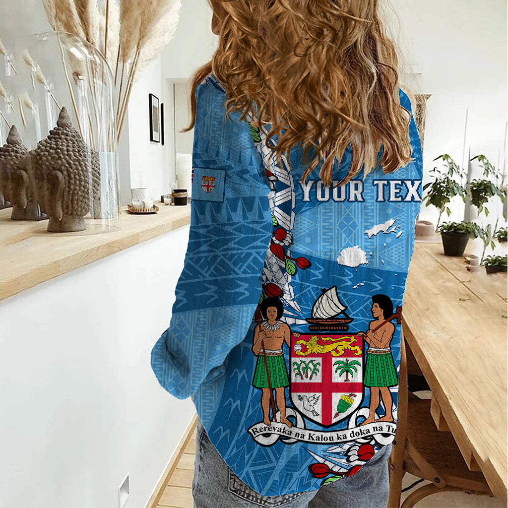 Personalised Fiji Day Women Casual Shirt Fijian Tagimaucia Flower Polynesian Mix Tapa Pattern - Wonder Print Shop