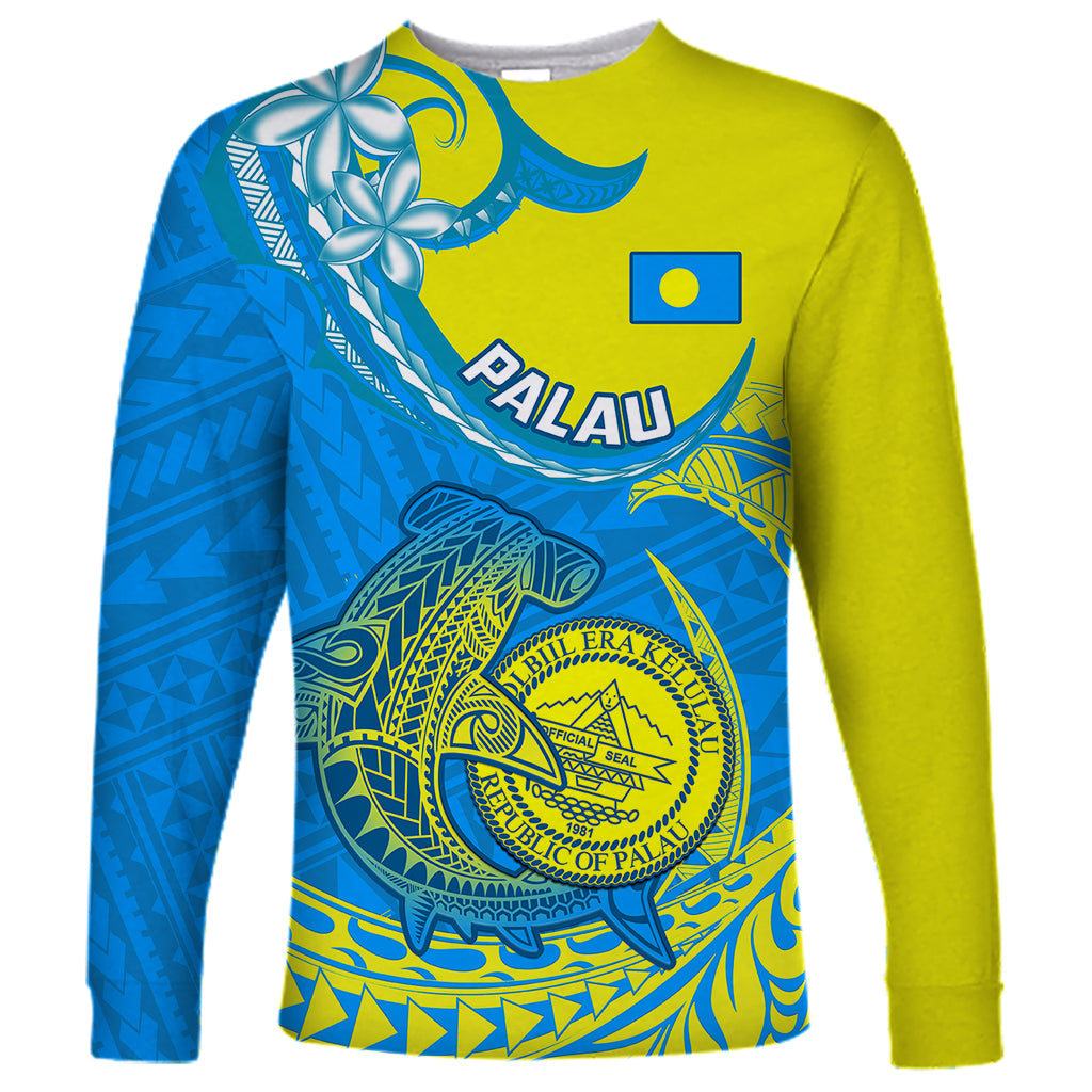 personalised-palau-independence-day-long-sleeve-shirt-happy-29th-anniversary-polynesian-hammerhead-shark