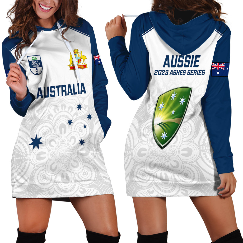 Australia Cricket Hoodie Dress 2023 Ashes Go Aussie Indigenous Art - Wonder Print Shop