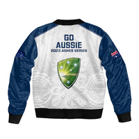 Australia Cricket Sleeve Zip Bomber Jacket 2023 Ashes Go Aussie Indigenous Art - Wonder Print Shop