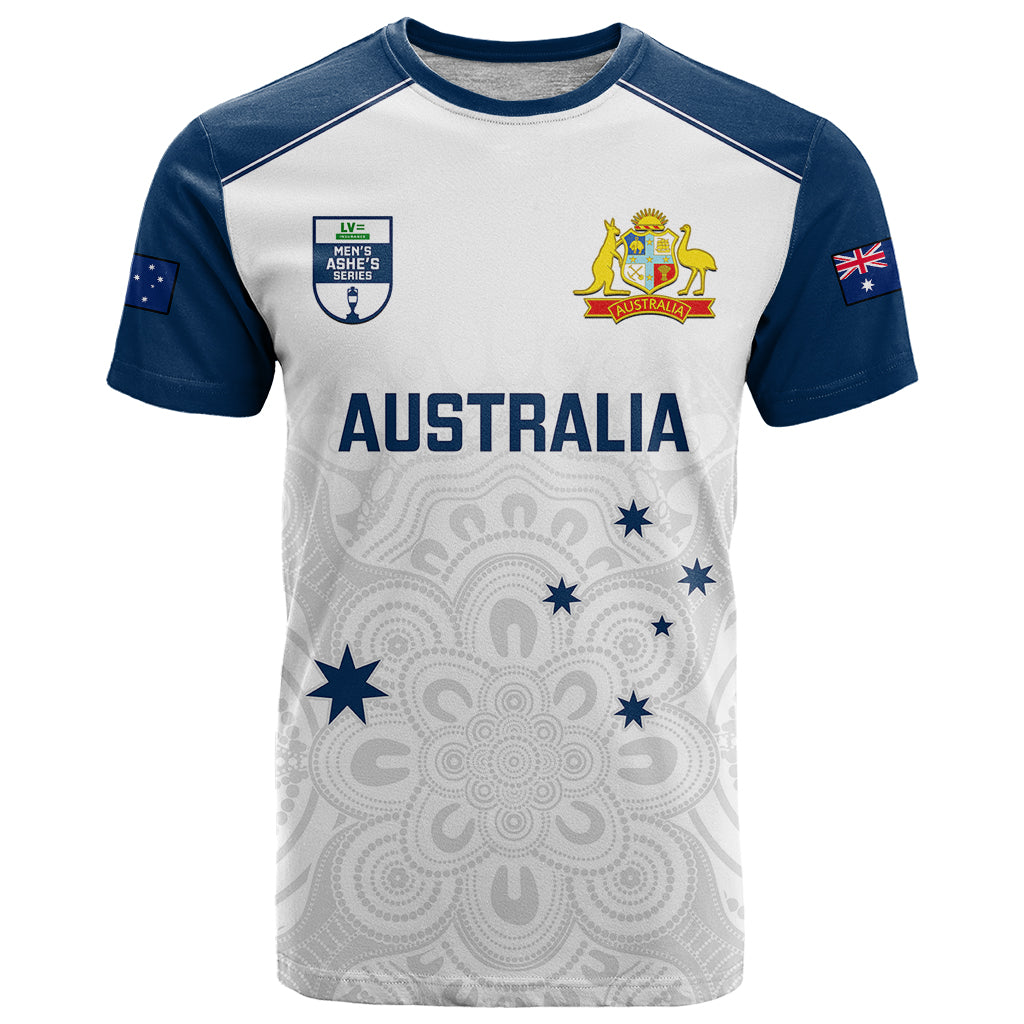 Personalised Australia Cricket T Shirt 2023 Ashes Go Aussie Indigenous Art - Wonder Print Shop