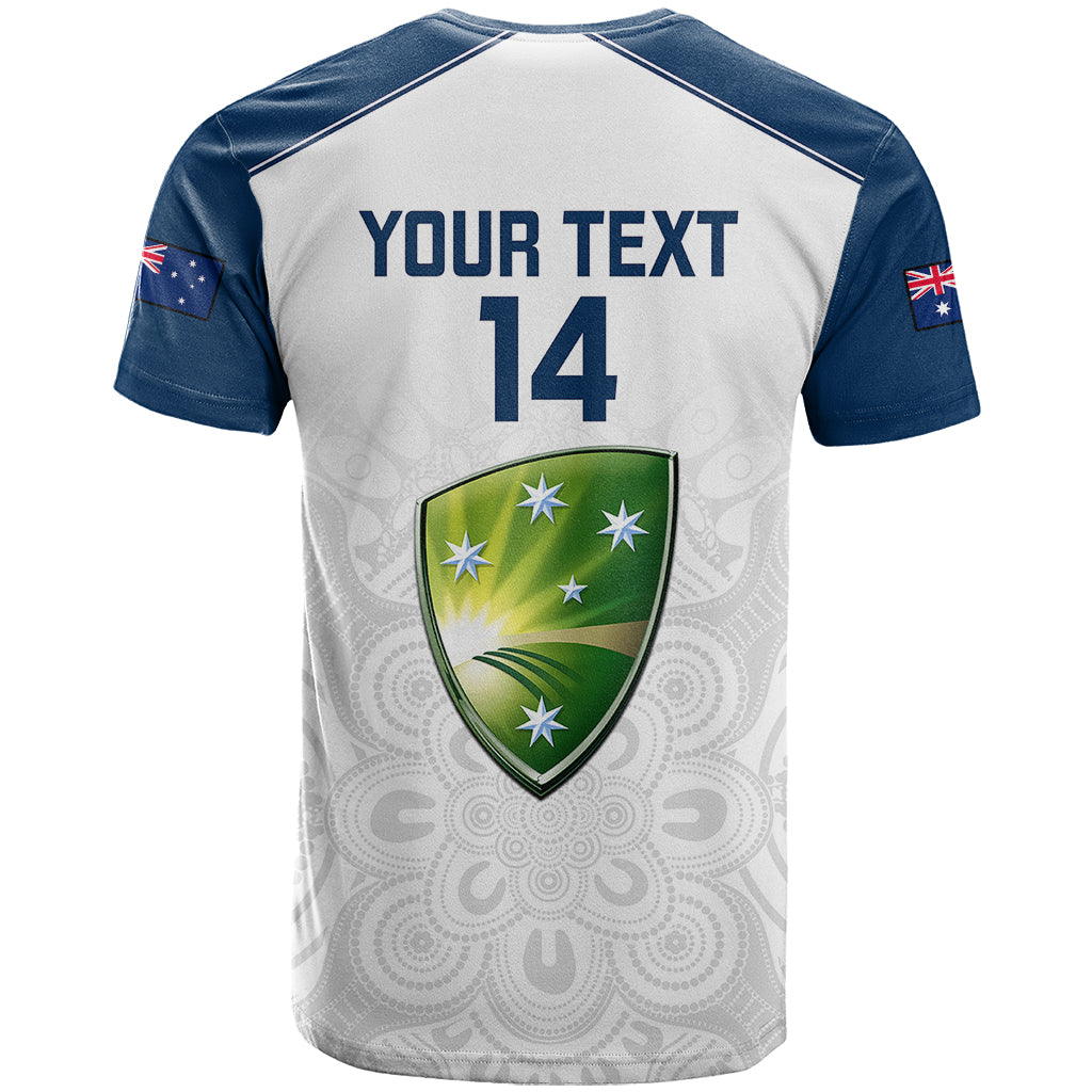 Personalised Australia Cricket T Shirt 2023 Ashes Go Aussie Indigenous Art - Wonder Print Shop