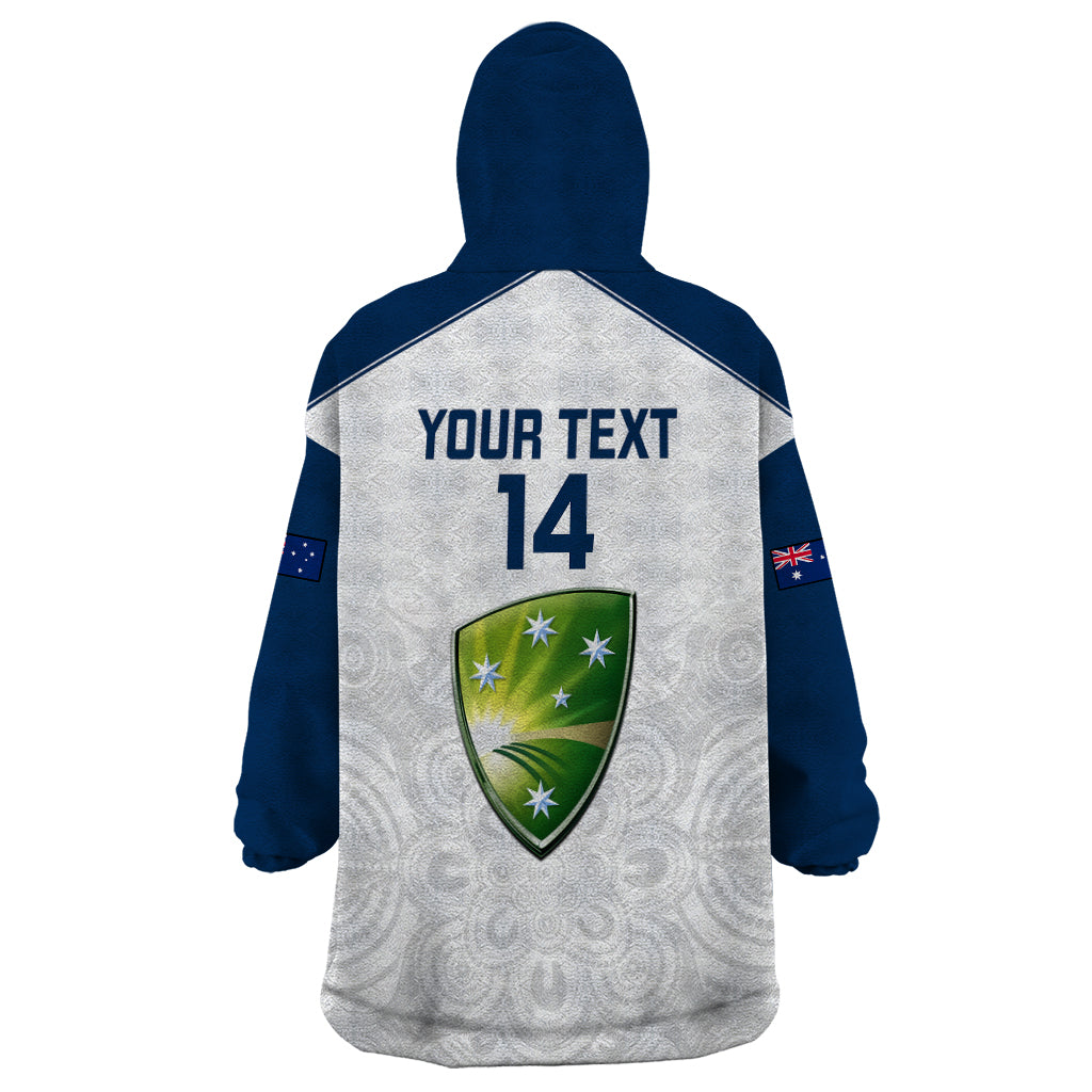 Personalised Australia Cricket Wearable Blanket Hoodie 2023 Ashes Go Aussie Indigenous Art - Wonder Print Shop