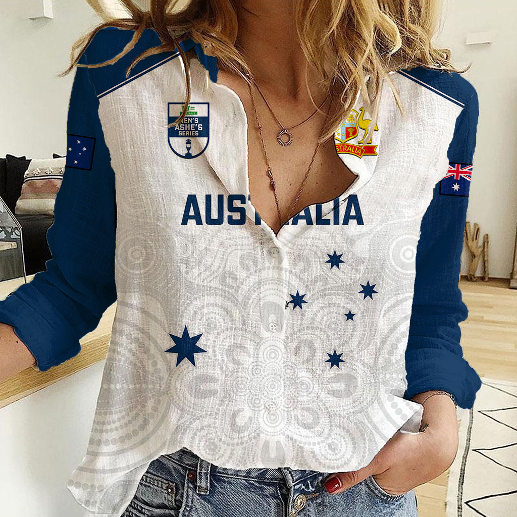 Personalised Australia Cricket Women Casual Shirt 2023 Ashes Go Aussie Indigenous Art - Wonder Print Shop
