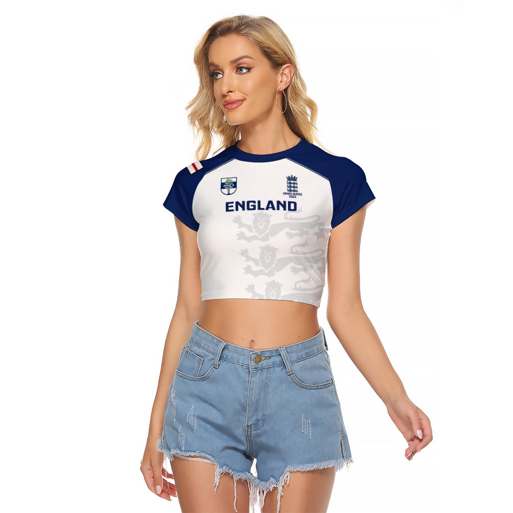 Personalised England Cricket Raglan Cropped T Shirt 2023 Ashes Sporty Version - Wonder Print Shop