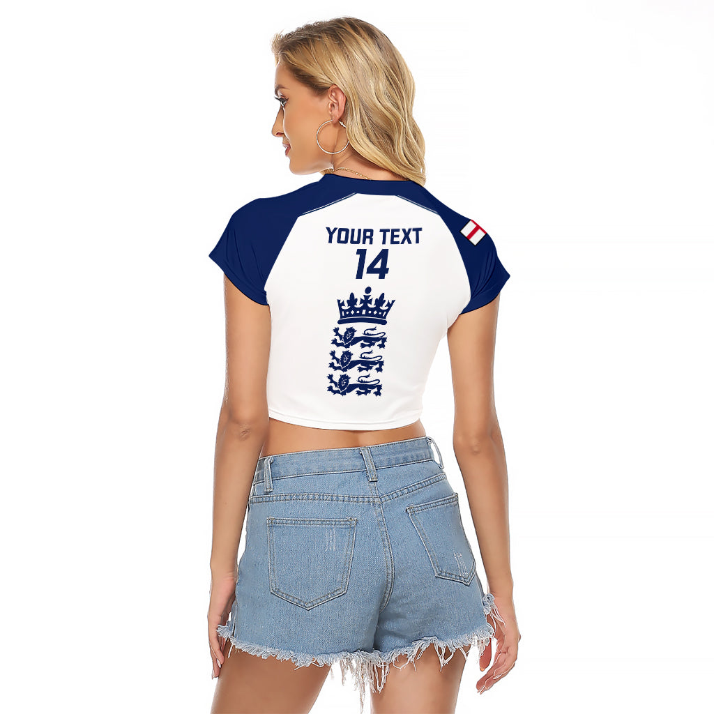 Personalised England Cricket Raglan Cropped T Shirt 2023 Ashes Sporty Version - Wonder Print Shop