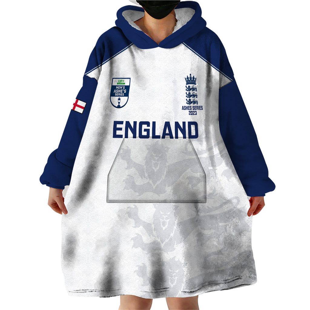 Personalised England Cricket Wearable Blanket Hoodie 2023 Ashes Sporty Version - Wonder Print Shop