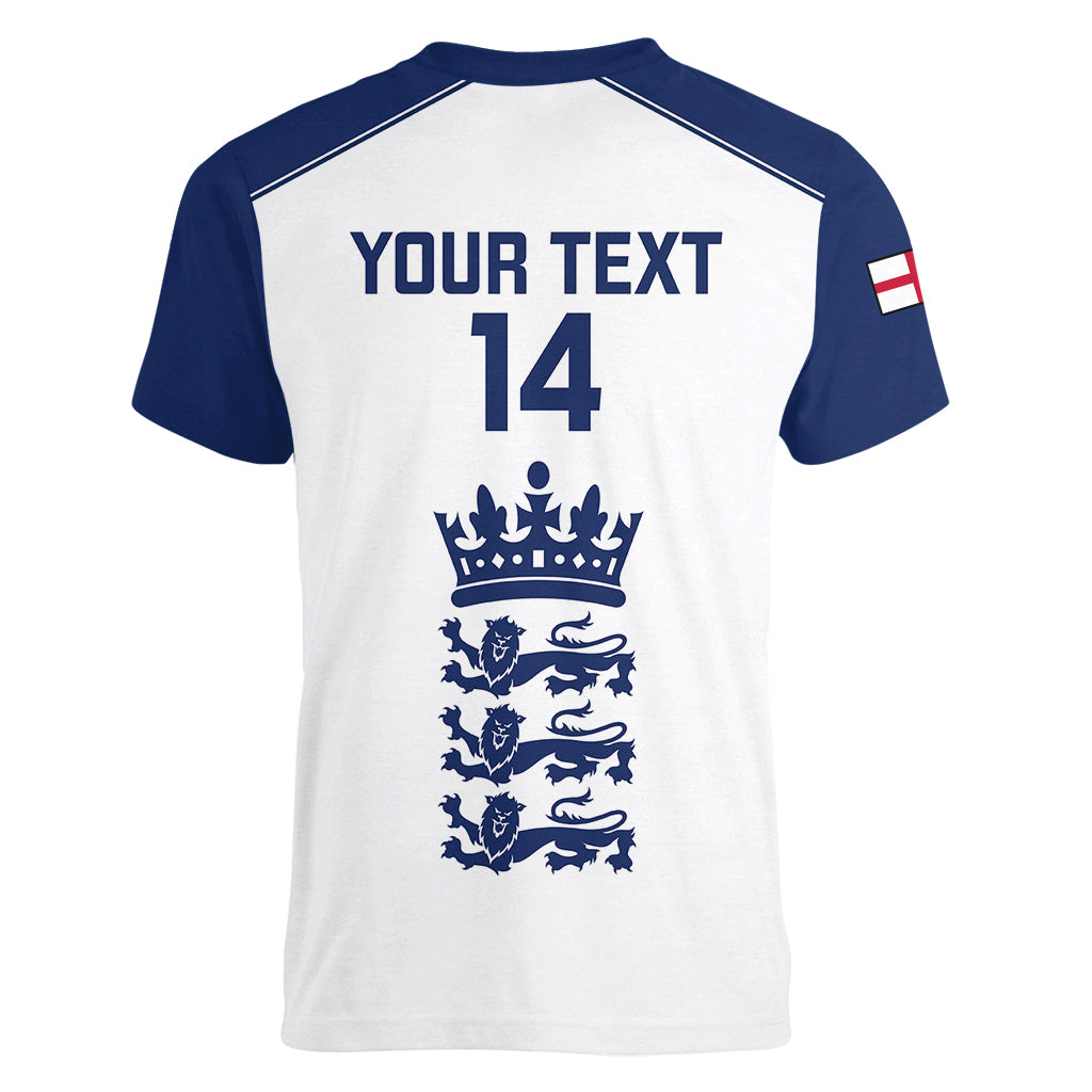 Personalised England Cricket Women V Neck T Shirt 2023 Ashes Sporty Version - Wonder Print Shop